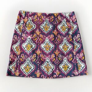 J Crew Womens Size 0 The Pencil Mini Stretch Skirt Pink Boho Print w/ Pockets